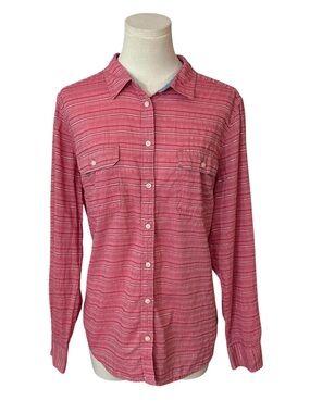 St. John's Bay Pink and White Striped Button-Up Shirt women’s size XL (G79)